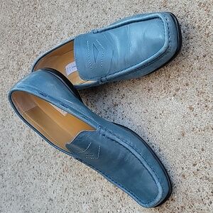 Barneys New York Blue Leather Loafers